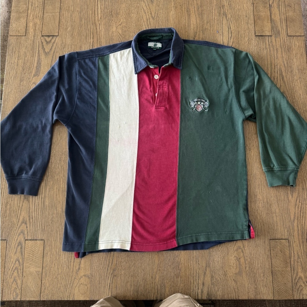 Rare Vintage Beverly Hills Polo Club Rugby Long Sleeve Ralph Lauren Embroidered